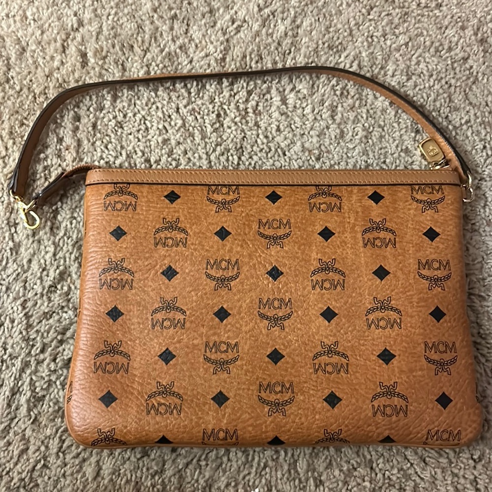 Authentic MCM Tan pouch bag